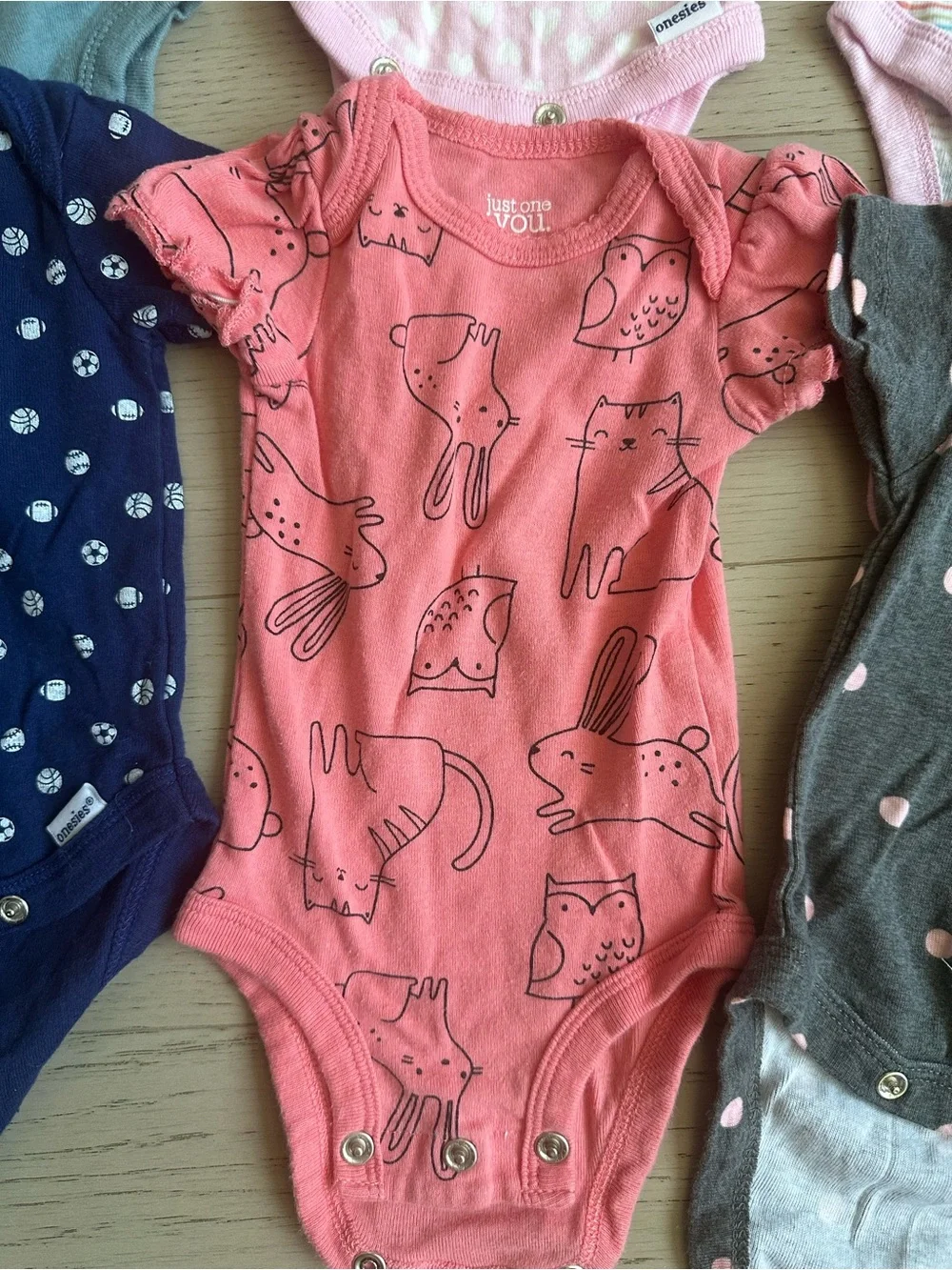 Baby Girls Mixed Short-Sleeve Onesies Pack - Pink, Coral, Gray, Blue